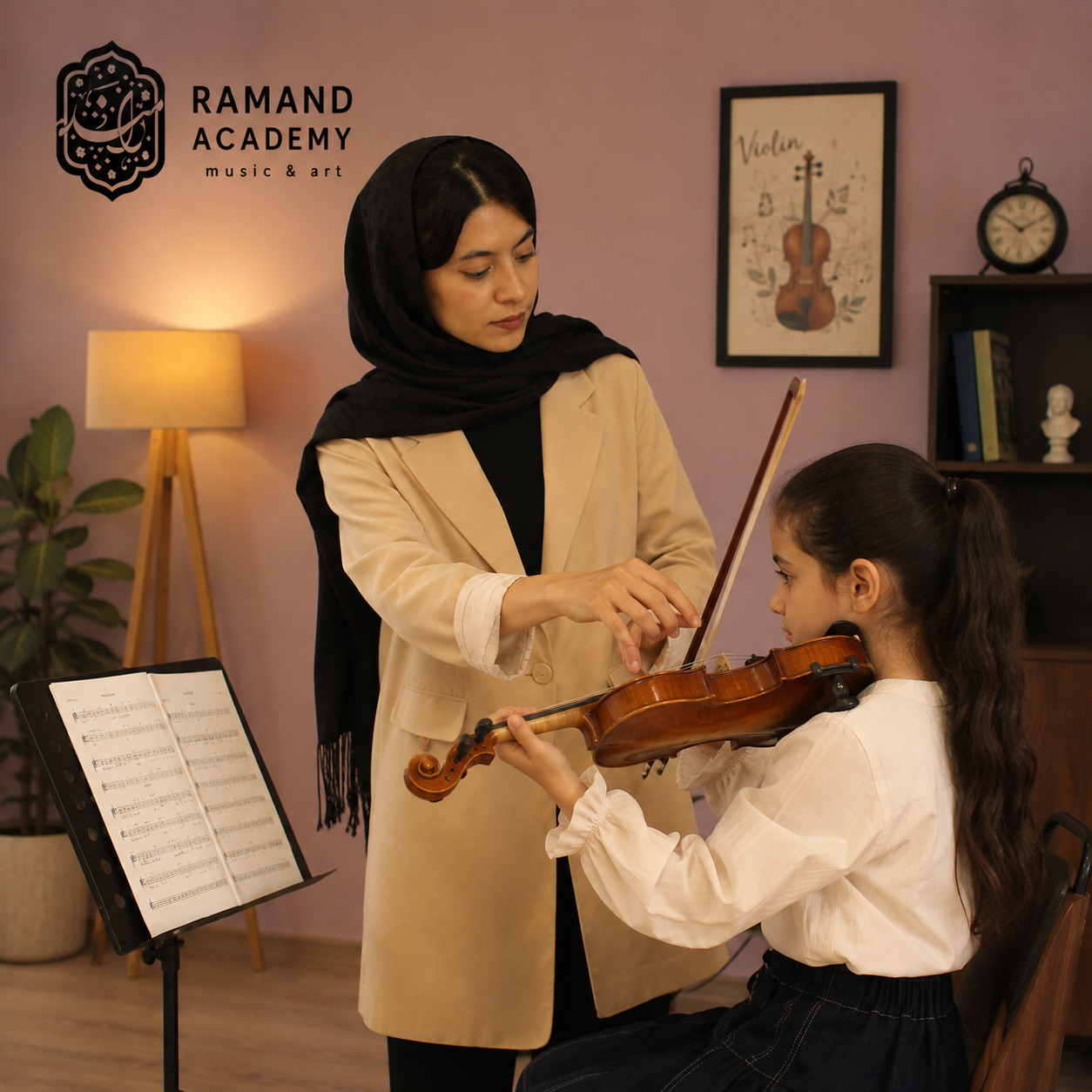 کلاس ویولن با الهه نفریه در آکادمی رامند باغستان شهریار